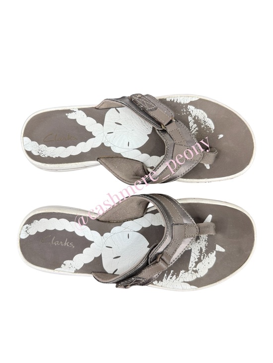 Clarks Shoes - Clarks Seymour Taupe Flip Flop Sandals Womens Size 8
